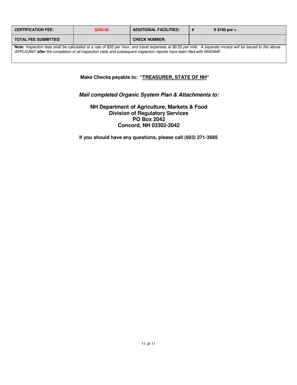 Organic System Plan - Processor  Handler - New Hampshire, Page 11