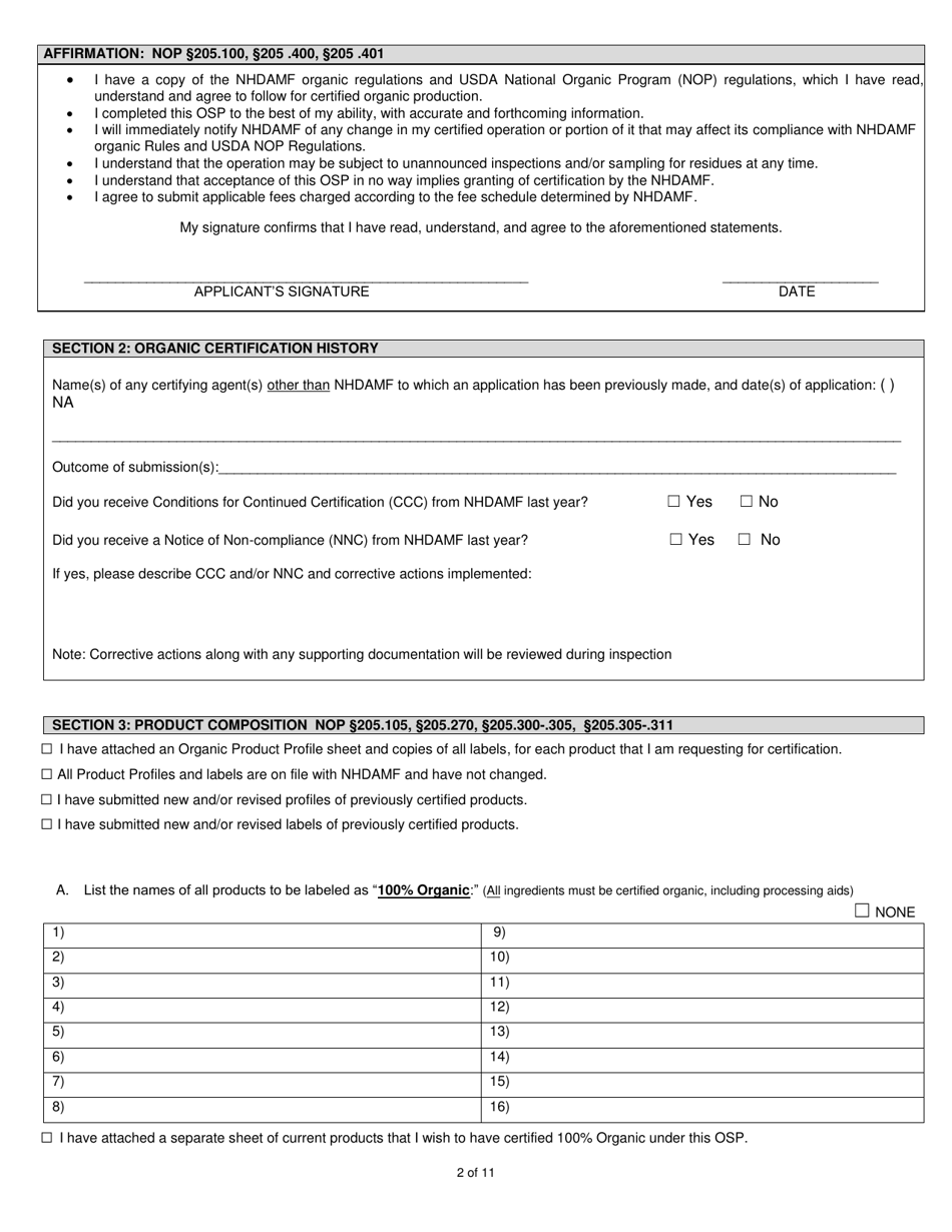 Organic System Plan - Processor  Handler - New Hampshire, Page 2