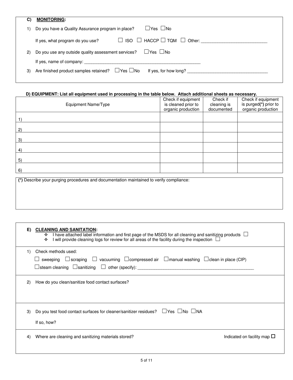 Organic System Plan - Processor  Handler - New Hampshire, Page 5