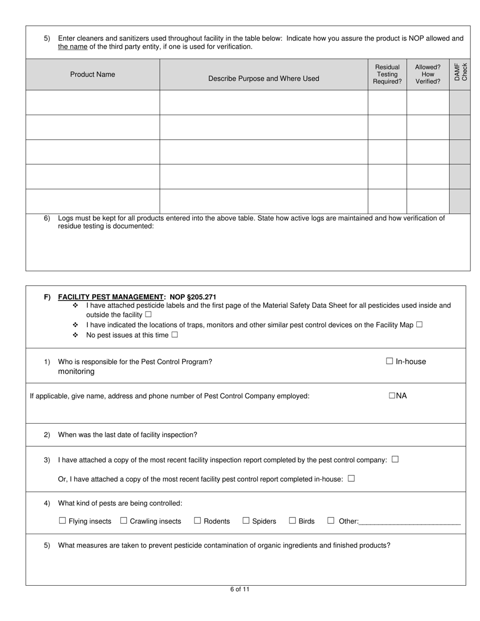 Organic System Plan - Processor  Handler - New Hampshire, Page 6