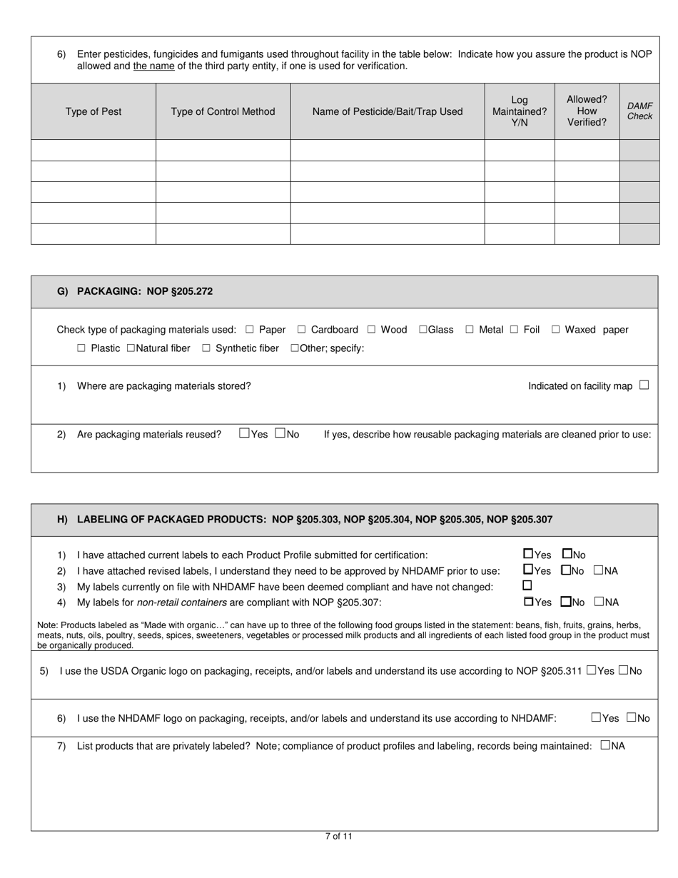 Organic System Plan - Processor  Handler - New Hampshire, Page 7