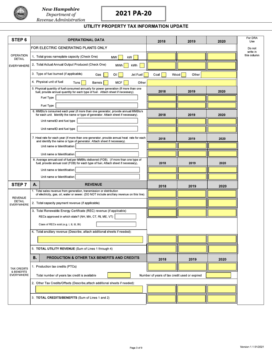 Form PA-20 Utility Property Tax Information Update - New Hampshire, Page 4