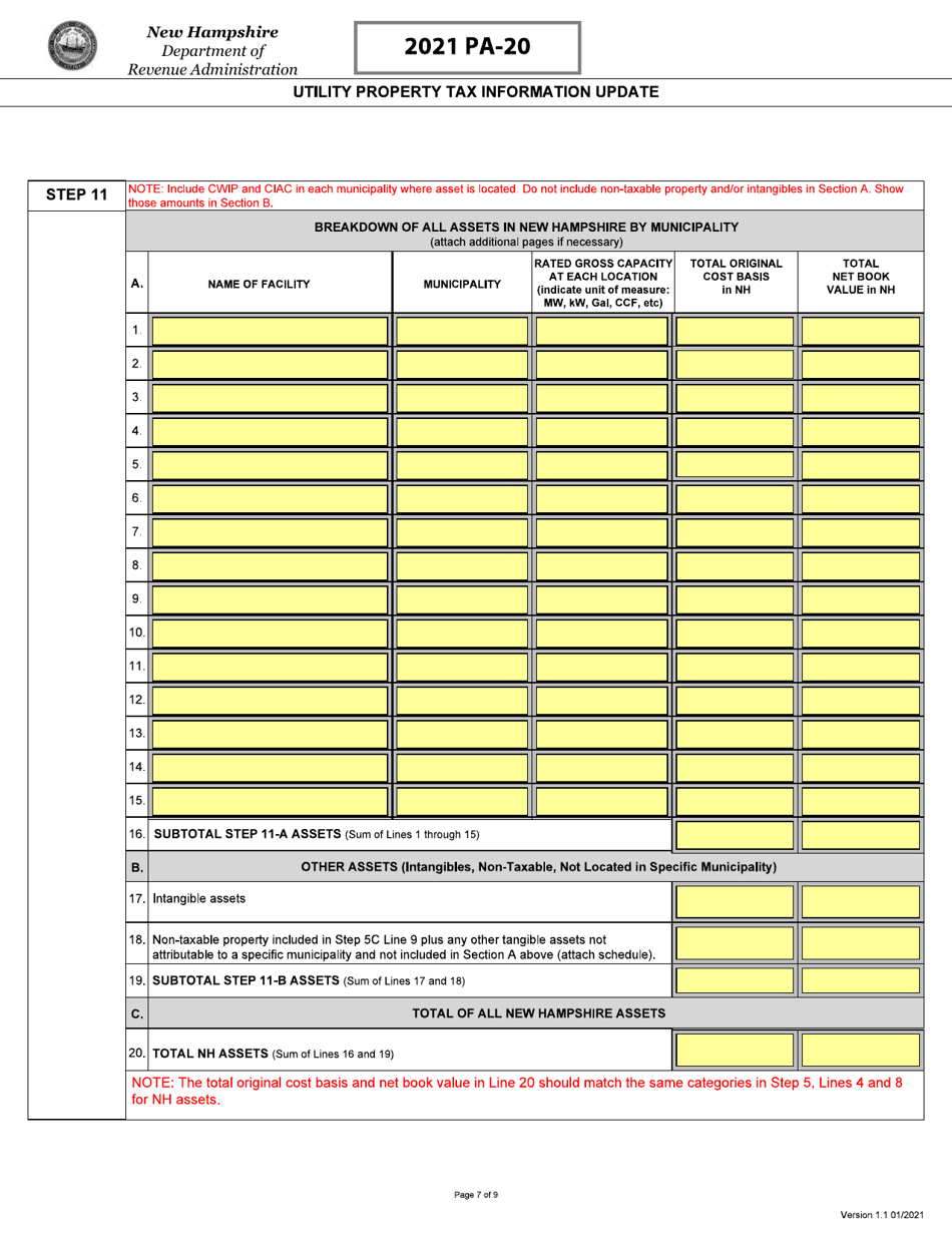 Form PA-20 Utility Property Tax Information Update - New Hampshire, Page 8