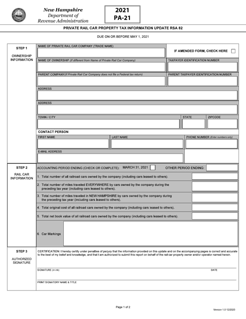 Form PA-21 2021 Printable Pdf