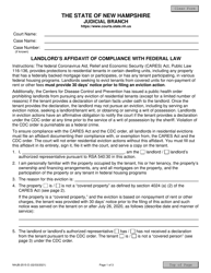 Form NHJB-2515-D Landlord&#039;s Affidavit of Compliance With Federal Law - New Hampshire