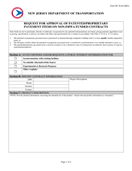 Form DF-16 &quot;Request for Approval of Patented/Proprietary Pavement Items on Non-fhwa Funded Contracts&quot; - New Jersey