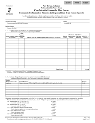 Form 11144 Confidential Juvenile Plea Form - New Jersey (English/Spanish)