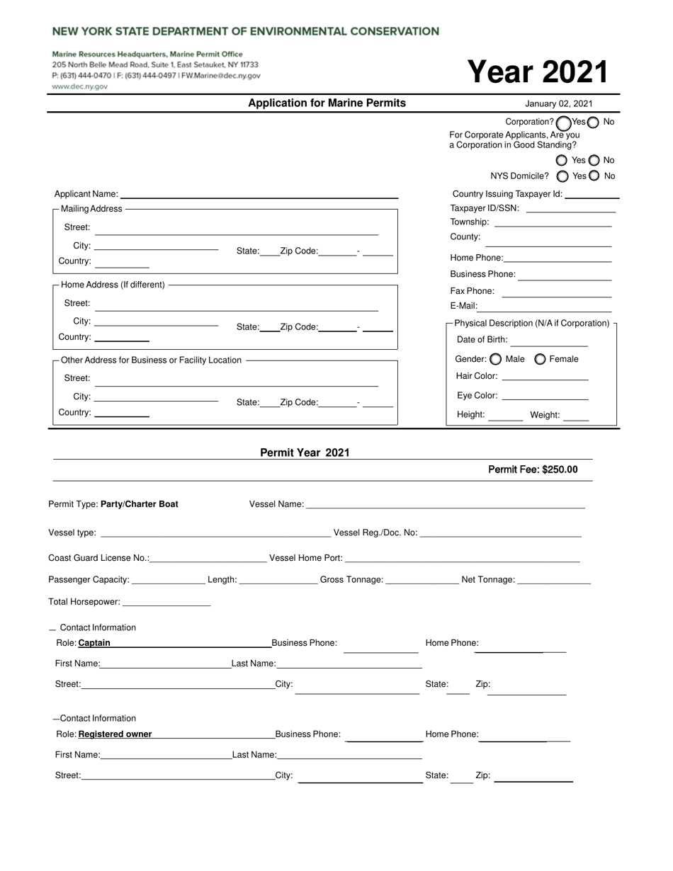 Party / Charter Boat Permit Application - New York, Page 5