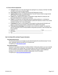 Form ES325 New York Youth Jobs Program: Business Certification - New York, Page 2