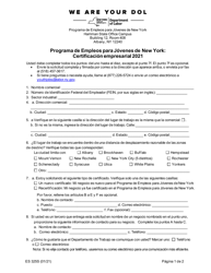 Document preview: Formulario ES325S Programa De Empleos Para Jovenes De New York: Certificacion Empresarial - New York (Spanish), 2021