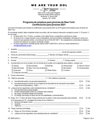 Document preview: Formulario ES326S Programa De Empleos Para Jovenes De New York: Certificacion Para Jovenes - New York (Spanish), 2021