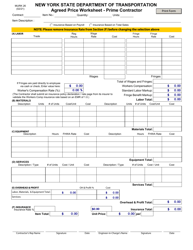 Form MURK26 &quot;Agreed Price Worksheet - Prime Contractor&quot; - New York