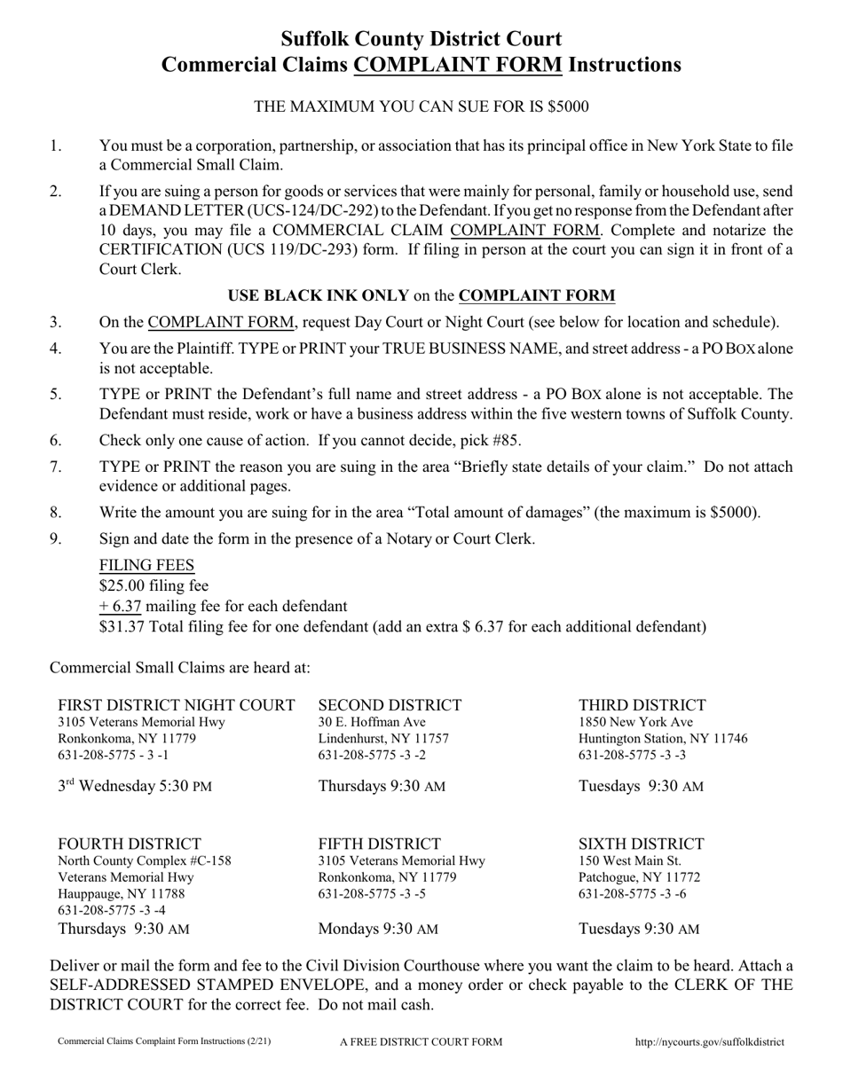 Form DC-283 Complaint Form - Suffolk County, New York, Page 4