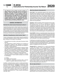 Instructions for Form D-403 Partnership Income Tax Return - North Carolina