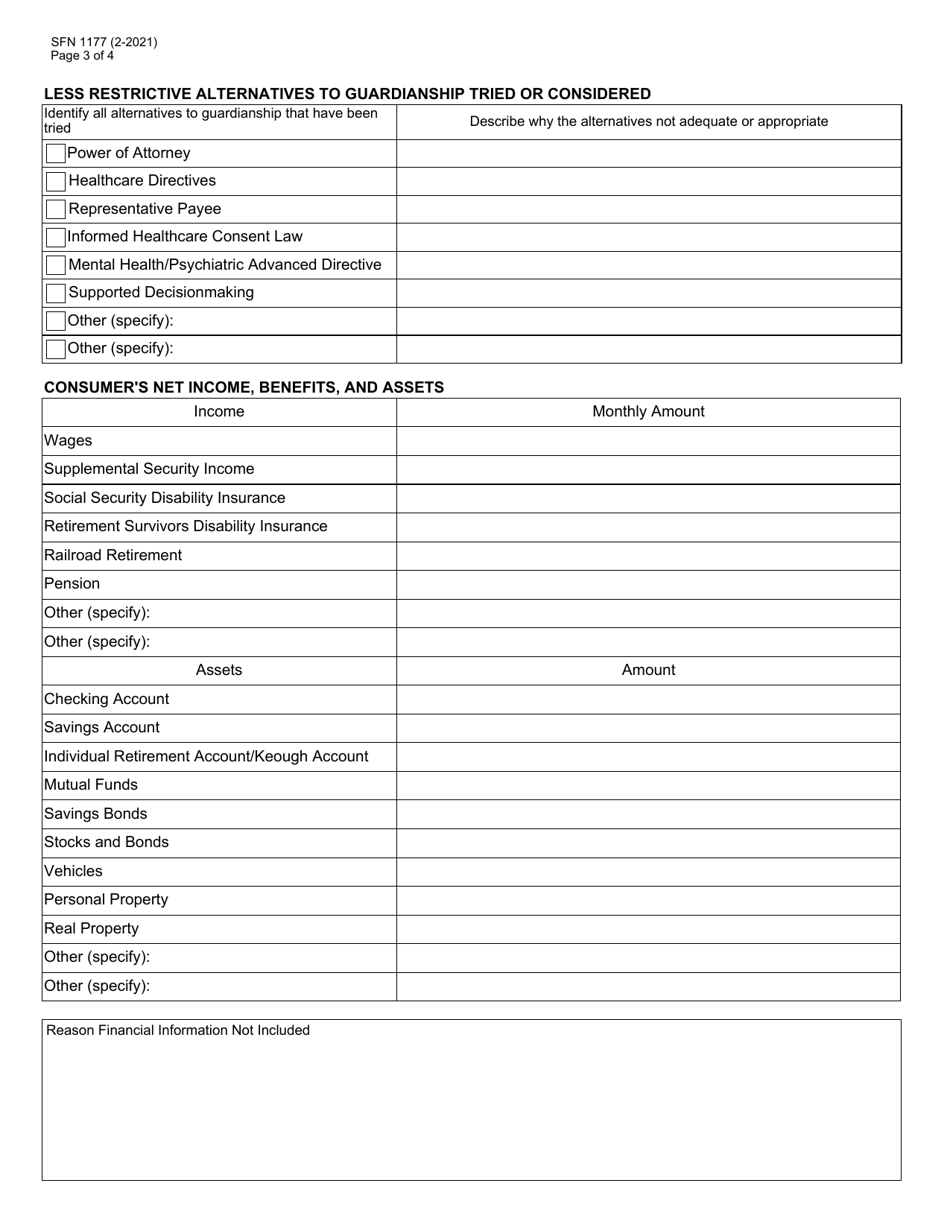 Form SFN1177 Request for Guardianship Establishment Funds - North Dakota, Page 3