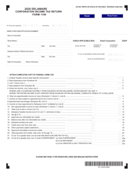 Form 1100 &quot;Corporation Income Tax Return&quot; - Delaware, 2020