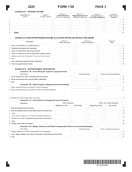 Form 1100 Corporation Income Tax Return - Delaware, Page 2