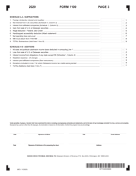 Form 1100 Corporation Income Tax Return - Delaware, Page 3
