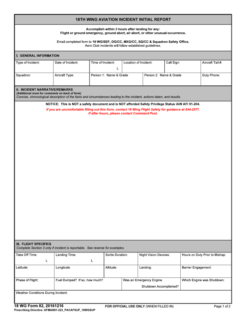 18 WG Form 82 18th Wing Aviation Incident Initial Report