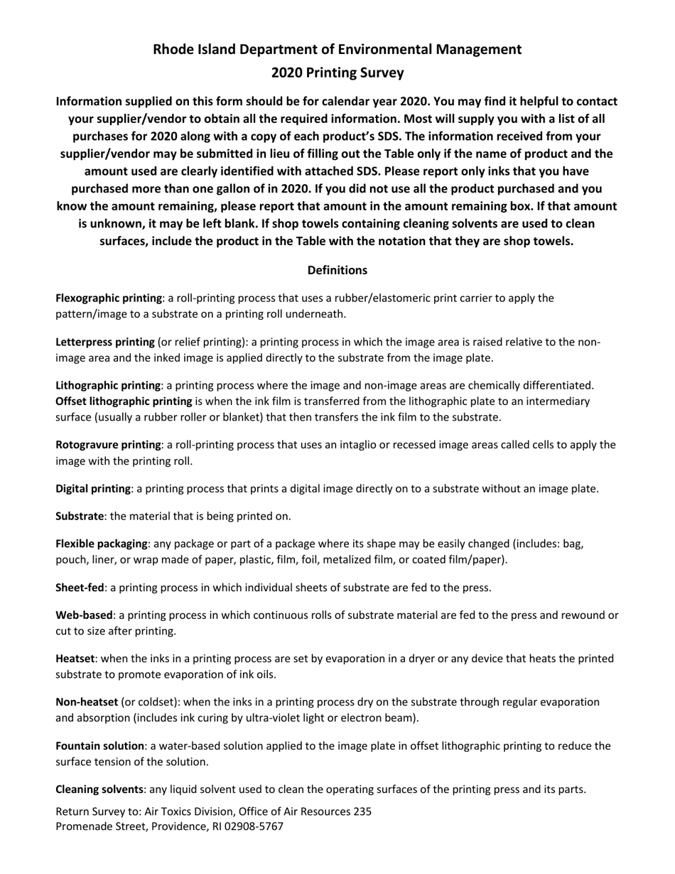 API Form L Printing Survey - Rhode Island, Page 2