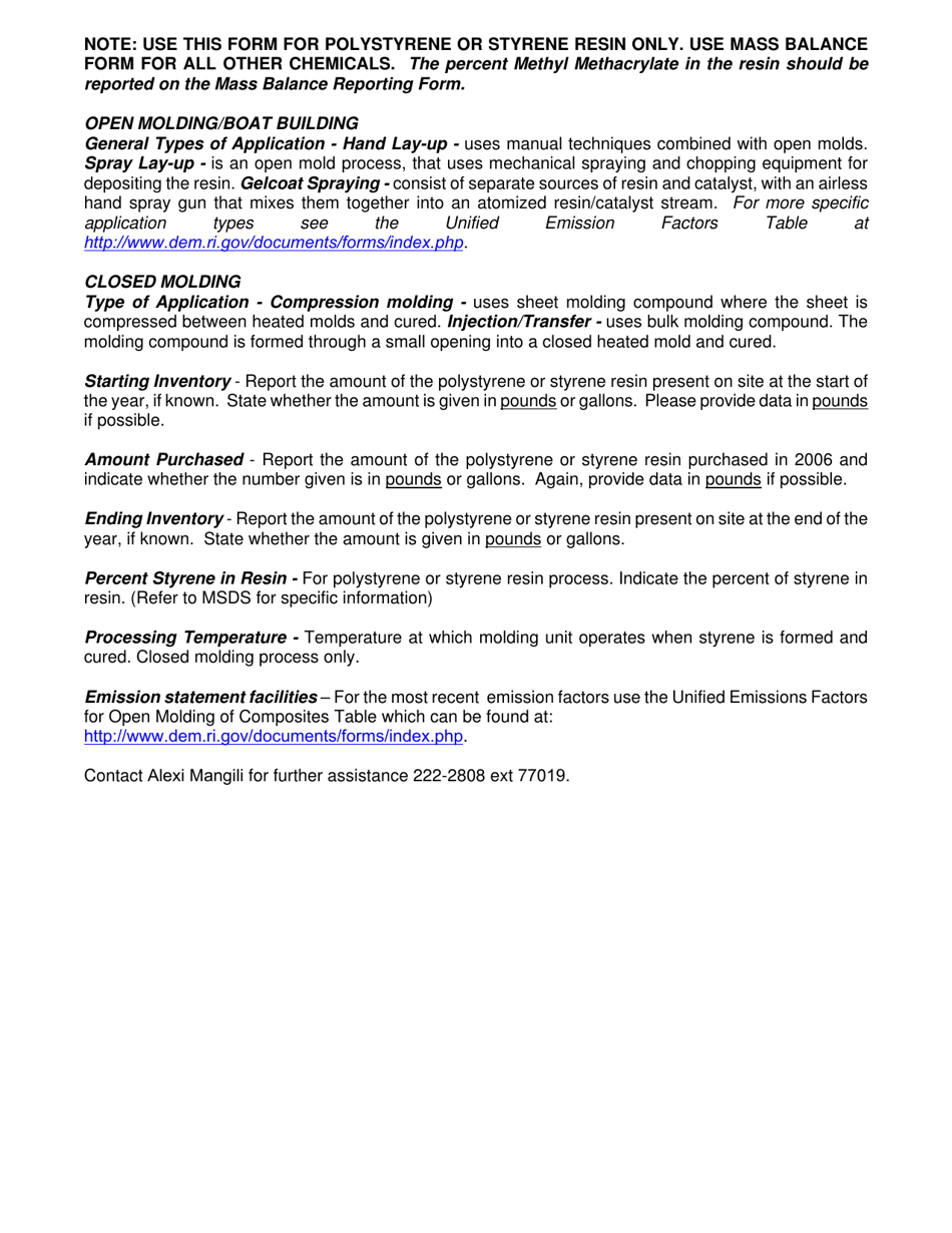 API Form M3 Styrene Resin or Polystyrene Use - Rhode Island, Page 2