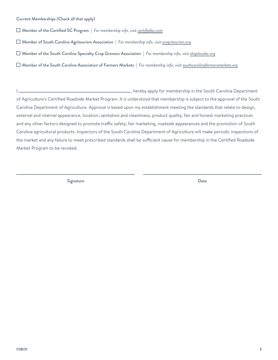 Certified Roadside Market Application - South Carolina, Page 3