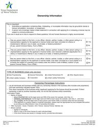Form LF601 Ownership Information - Texas