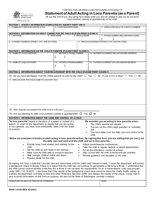DSHS Form 14-436  Printable Pdf
