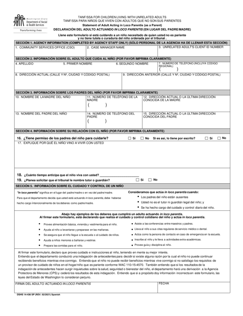 DSHS Formulario 14-436  Printable Pdf