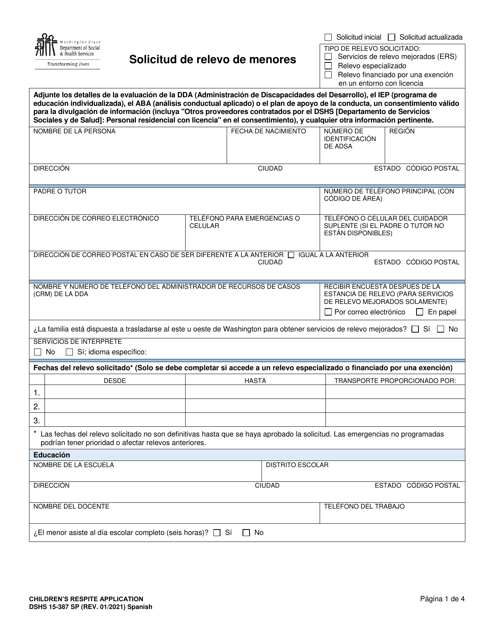 DSHS Form 15-387  Printable Pdf