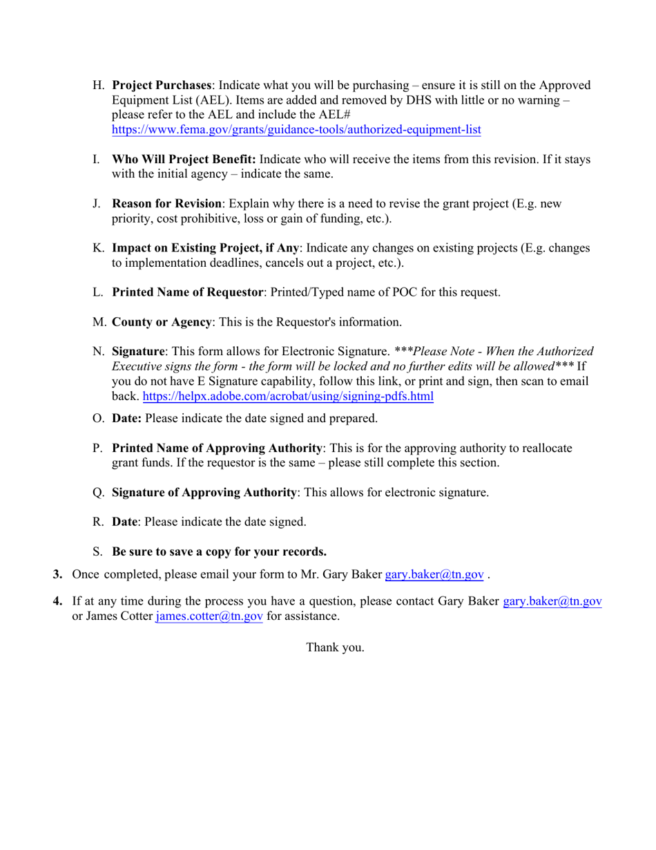 Homeland Security Grant Reallocation Request - Tennessee, Page 2