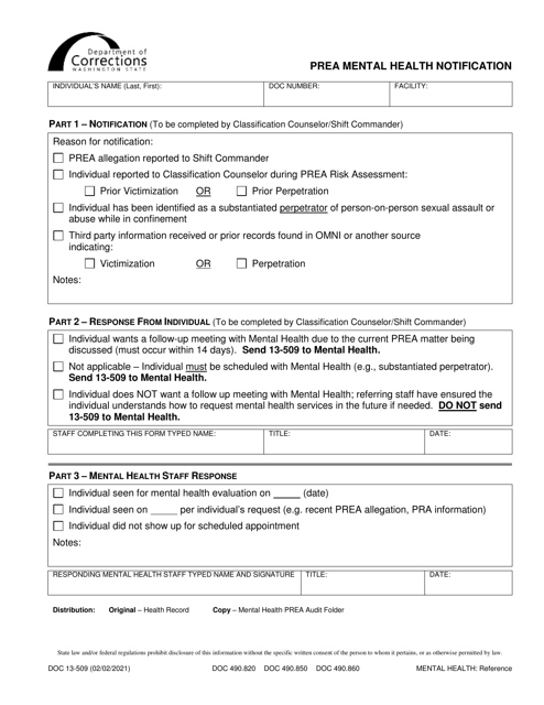 Form DOC13-509  Printable Pdf