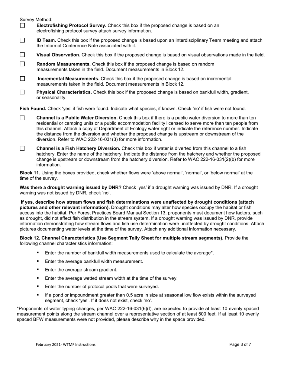 Instructions for Water Type Modification Form - Washington, Page 3