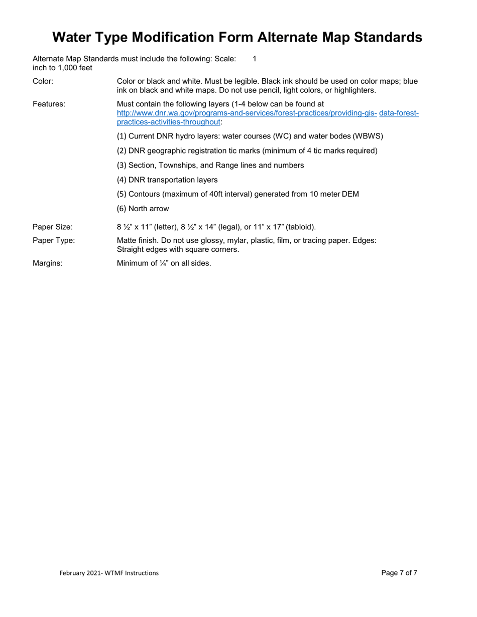 Instructions for Water Type Modification Form - Washington, Page 7