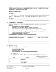Form FL Parentage341 Petition for De Facto Parentage - Washington, Page 2