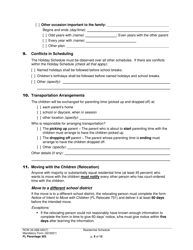 Form FL Parentage303 Residential Schedule - Washington, Page 9