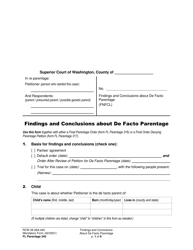 Document preview: Form FL Parentage345 Findings and Conclusions About De Facto Parentage - Washington