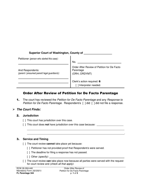 Form FL Parentage344  Printable Pdf