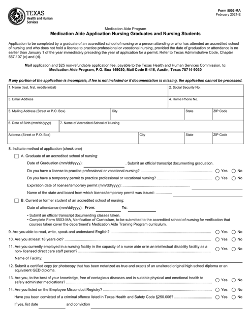 Form 5502-MA  Printable Pdf