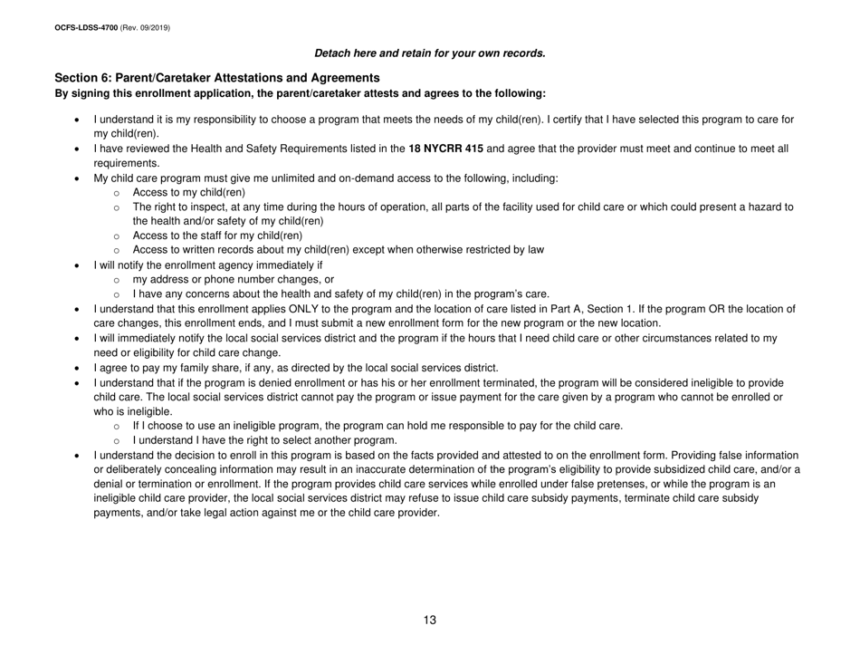 Form OCFS-LDSS-4700 Enrollment Form for Legally-Exempt Group Child Care Program - New York, Page 13
