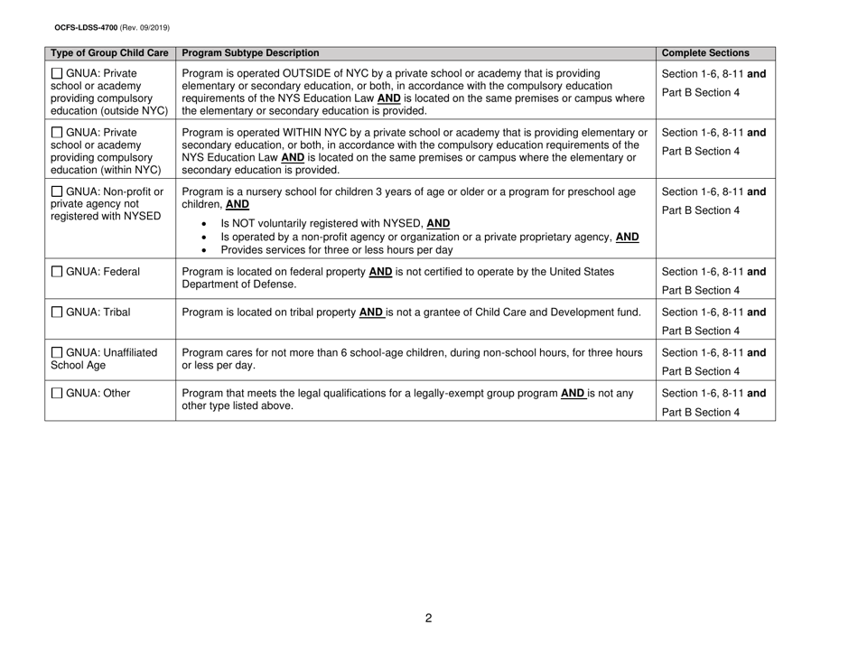 Form OCFS-LDSS-4700 Enrollment Form for Legally-Exempt Group Child Care Program - New York, Page 2