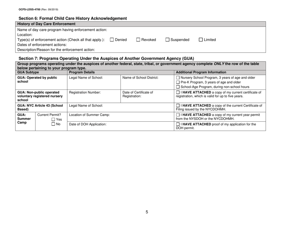 Form OCFS-LDSS-4700 Enrollment Form for Legally-Exempt Group Child Care Program - New York, Page 5