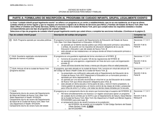 Formulario OCFS-LDSS-4700-S Formulario De Inscripcion Al Programa De Cuidado Infantil Grupal Legalmente Exento - New York (Spanish)