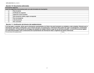 Formulario OCFS-LDSS-4700-S Formulario De Inscripcion Al Programa De Cuidado Infantil Grupal Legalmente Exento - New York (Spanish), Page 7