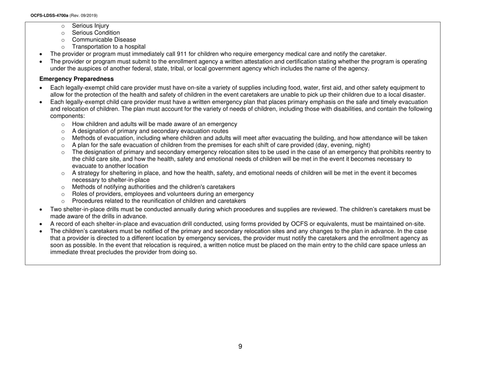 Instructions for Form OCFS-LDSS-4700 Enrollment Form for Legally-Exempt Group Child Care Program - New York, Page 9