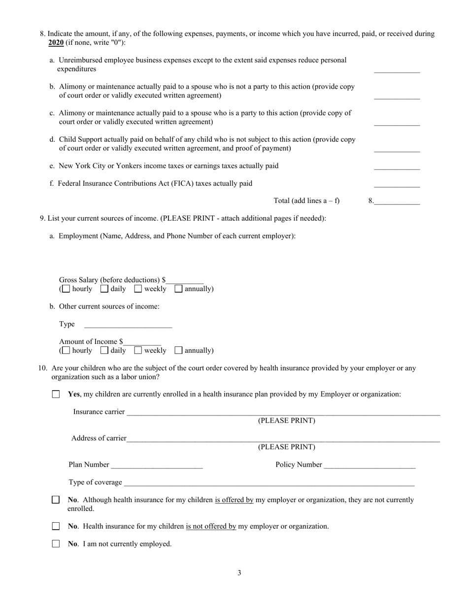 Affidavit of Net Worth - New York, Page 3