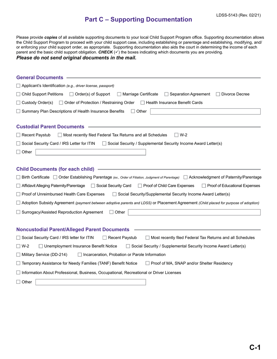 Form LDSS-5143 Application for Child Support Services - New York, Page 13