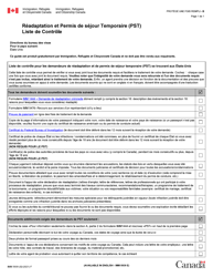 Document preview: Forme IMM5939 Readaptation Et Permis De Sejour Temporaire (Pst) Liste De Controle - Canada (French)