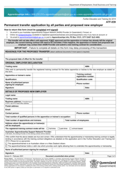 Form ATF-039 Permanent Transfer Application by All Parties and Proposed New Employer - Queensland, Australia, Page 2