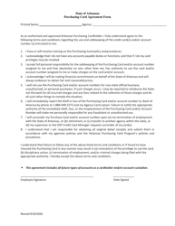 Purchasing Card Application/Agreement - Bank of America - Arkansas, Page 2